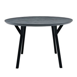 (スチールフレーム)ストーン柄メラミン 円形ダイニングテーブル/ブラックスチール脚(幅110x奥行110x高さ70cm)