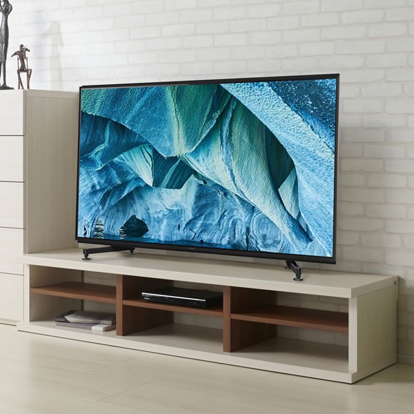 フナモコ TV COUNTER LVシリーズ LVS2-170 (ホワイトウッド+リアルウォールナット 幅170.2x奥行44.6x高さ36.5cm)