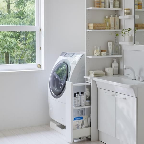 ２台おまとめ サニタリーすきまくんSNK 洗面台サイド収納 上台・2面オープン＋下台