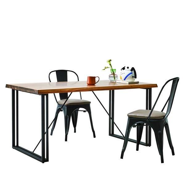 スチールフレーム)アカシア材 ビンテージテイスト ダイニングテーブル