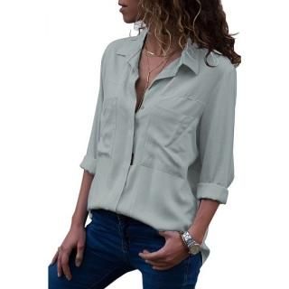 【花梟】ソフトシャツ 【即納】【 オレンジ ,グレー 】【LL(XL)サイズ】 欧米サイズ レディース 長袖 春〜秋 ボタンダウン 送料無料 tk-cc251347