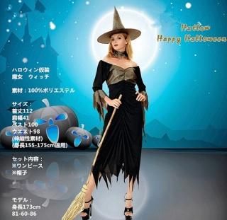 【花梟】魔女 ウィッチ コスチューム【即納】ハロウィン仮装 コスプレ 【ブラック】【サイズ:フリー】 送料無料 tk-hw0022