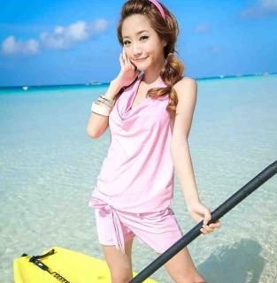 【花梟】ホルターネックセットアップ水着 【即納】★お急ぎ【水着】セパレート水着 ビキニセット-【ピンク】-【サイズ:M】 送料無料 tk-n4197