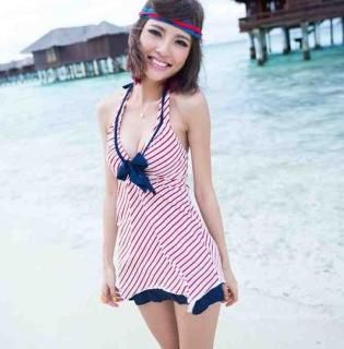 【花梟】セットアップ ビキニ水着【即納】【レッド・ネイビー/Lサイズ】 | セパレート水着 ブラ・ショーツ・ワンピカバー・ティアードスカートお得4点セット 送料無料 tk-n5038