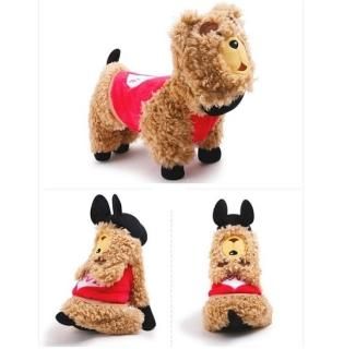 【花梟】毛むくじゃら・ドッグウェア 【即納】【サイズ:2XS】犬用品 コスチューム テディベア 四足 パーカー つなぎ【ベージュ&ピンク】 お買得Sale品 送料無料 tk-pt0038
