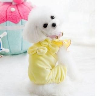 【花梟】ドッグウエア 犬 洋服【即納】 小型犬 【イエロー/Mサイズ】 犬用品 いぬ ドッグ 柔らか 春・秋 フリルドレス お買得Sale品 送料無料 tk-pt0805