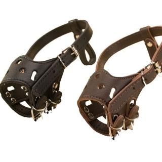 【花梟】犬用品 しつけ用口輪 【即納】中型犬 大型犬【ブラック/ブラウン】 噛みぐせ 舐めぐせ防止 無駄吠え防止 いぬ ドッグ 牛革 お買得Sale品 送料無料 tk-pt30435