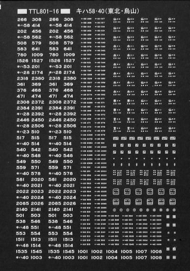 N】TTL801-16A キハ58・40標記(東北・烏山) 白文字 - 鉄道模型