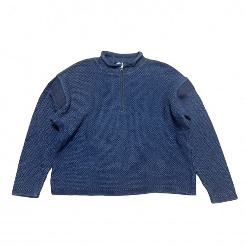USED/Euro Half Zip Roll Neck Indigo Cotton Knit Sweater 桼 ϡեå ǥ˥å XL