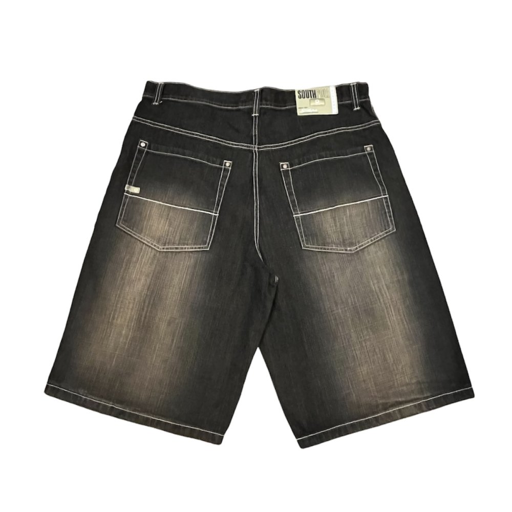 ڸ/ USED SOUTHPOLE Black Denim Shorts ݡ ֥å ǥ˥ 硼 HIP HOP ѥ W42