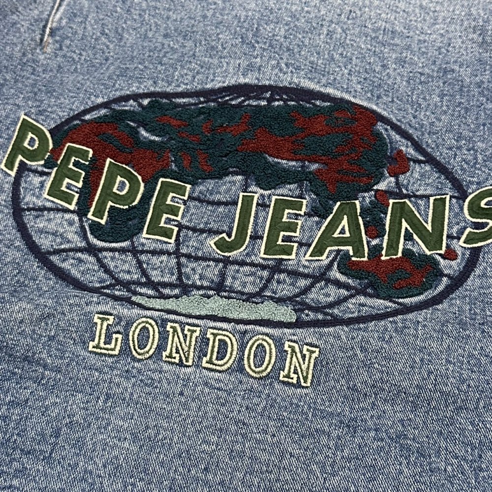 【古着/USED】PEPE JEANS LONDON NYLON Sleeve Denim Award Jacket ペペ ジーンズ デニム  袖ナイロン切り替え ジャケット L - Used & New Clothing, Shoes -mellow Online Store-