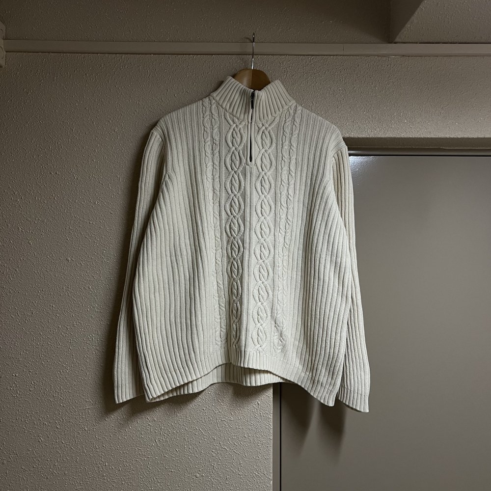 ڸ/USEDLANDSEND Half Zip Cotton Knit 󥺥 ϡեå åȥ ˥å L