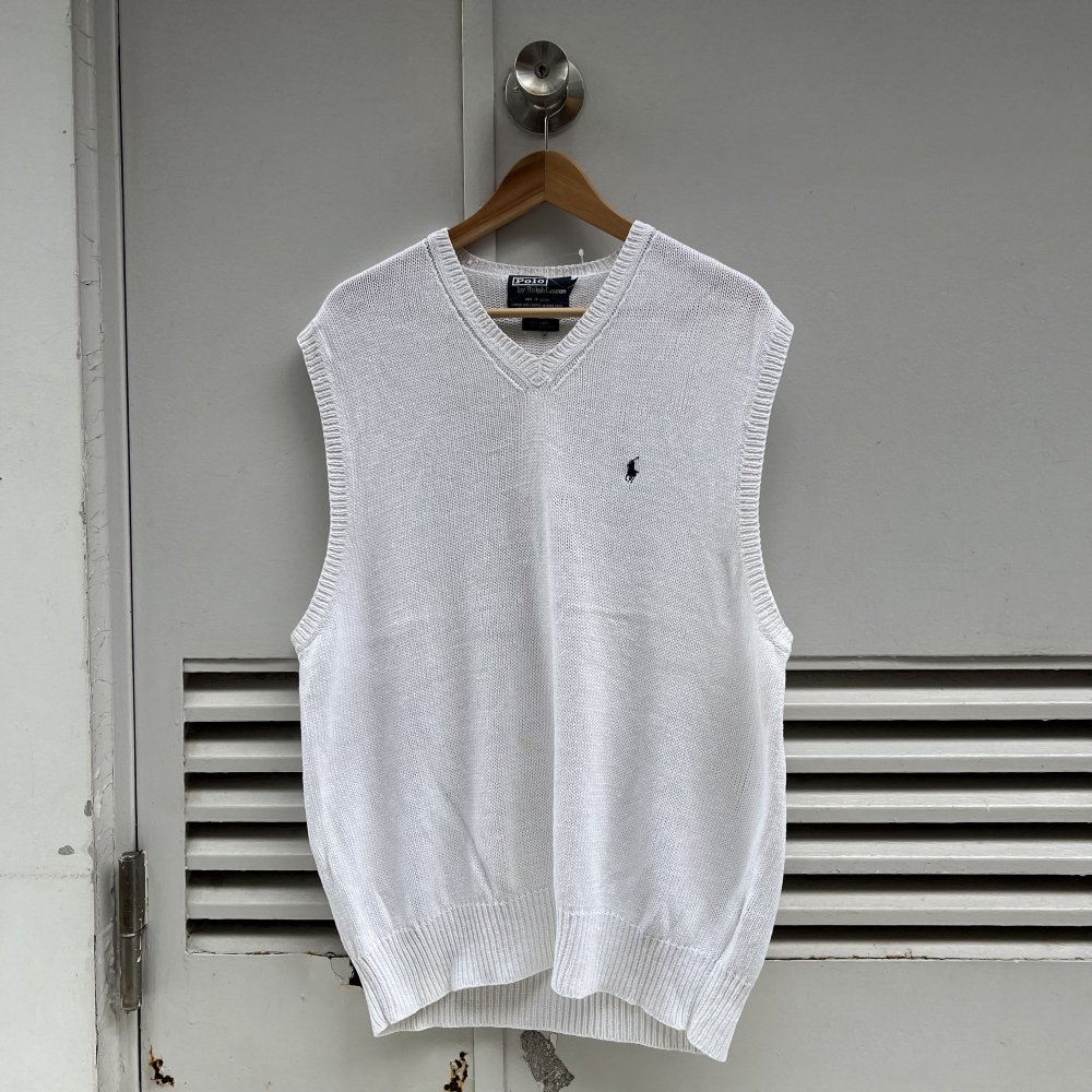 ڸ/USEDPolo Ralph Lauren Linen Cotton Vest ݥ ե ͥ󥳥åȥ Vͥå ˥åȥ٥