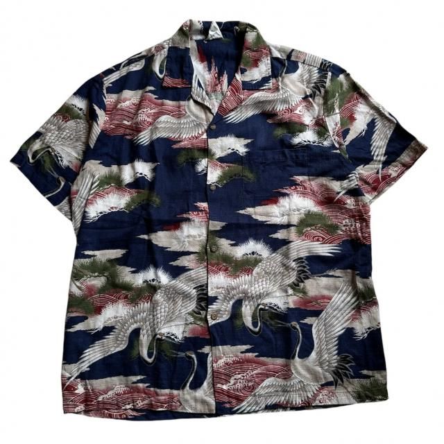 Hana Fashion kimono Aloha S/S Shirt Crane Pattern 