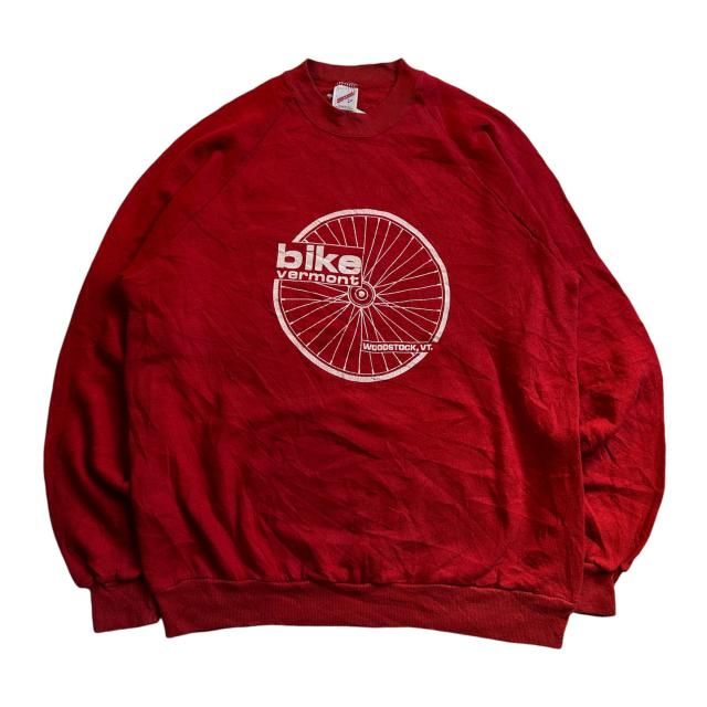 90's MADE IN USA JERZEES ''bike vermont WOODSTOCK,VT.'' Raglan Sweat 