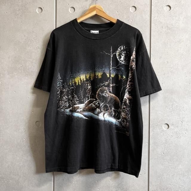 90's Wolf Print S/S T Shirts MADE IN U.S.A