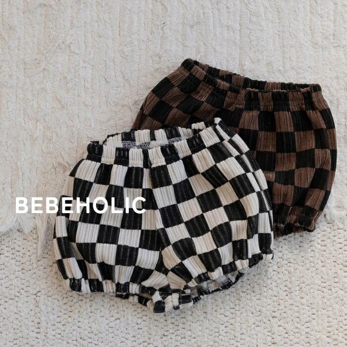 【予約商品/4〜6週間で入荷予定】 ベベホリック 25冬物 ダーツチェックパンツ 出産祝い コットン くすみカラー
