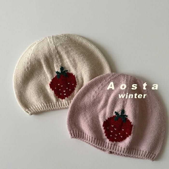 ޤĤ ͽ/46֤ͽ AOSTA  25ʪ  ˥åȥȥ٥꡼ϥå Knit Strawberry hat
