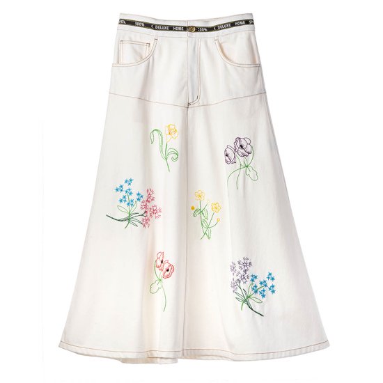 MUVEIL 【ミュベール】 フラワー刺繍スカート WHITE (MA224FS001)
