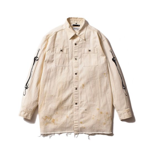 KIDILL ڥǥ OVERSIIZED DENIM SHIRT DISTRESSED DENIM WHITE (KLMD-005)