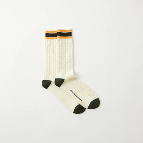 white mountaineering 【ホワイトマウンテニアリング】CABLE KNIT SOCKS IVORY (WM2371809) 