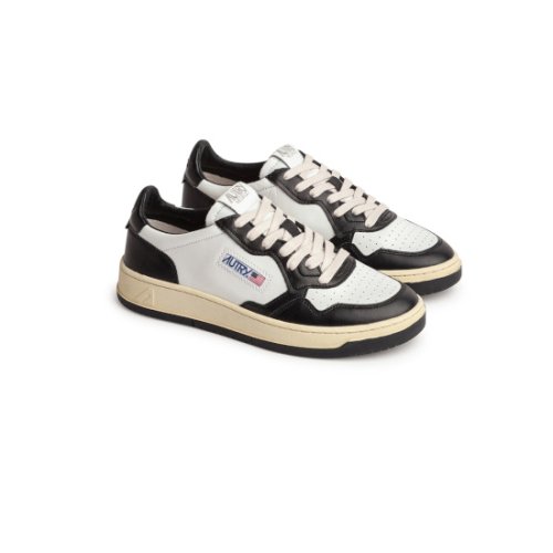 AUTRY 【オートリー】 TWO-TONE MEDALIST LOW SNEAKERS IN LEATHER COLOR WHITE AND BLACK MEN'S (AULM-WB01)