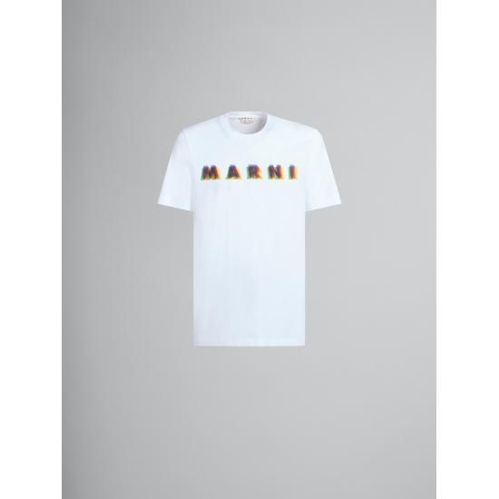 White organic cotton oversized T-shirt with Marni patches