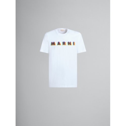 MARNI(マルニ)  ホワイト3D MARNIプリント コットンTシャツ(レギューラーフィット) WHITE(HUMU0198PEUSCV16MCW01) 