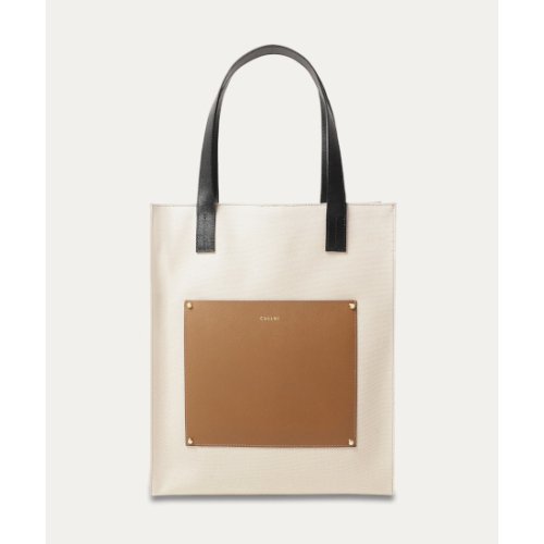 CULLNI ڥˡ Leather Pocket Canvas Tote SAND (BG-003)