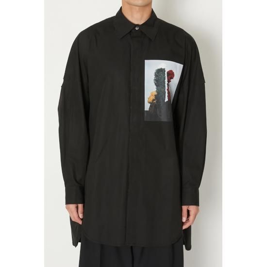 ALMOSTBLACK【オールモストブラック】 WVN C-OFF BG PRNT SHIRT BLACK