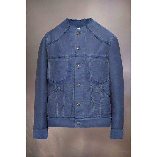 Maison Margiela Collarless Cropped Denim Jacket - Farfetch