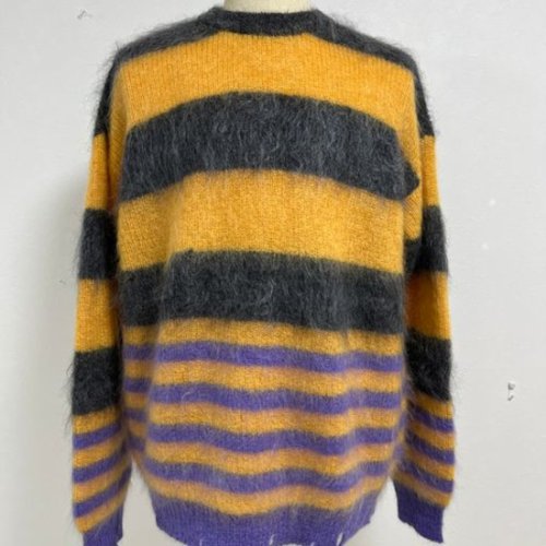 KIDILL ڥǥ MOHAIR BORDER KNIT GRAY  YELLOW  PURPLE (KL749)