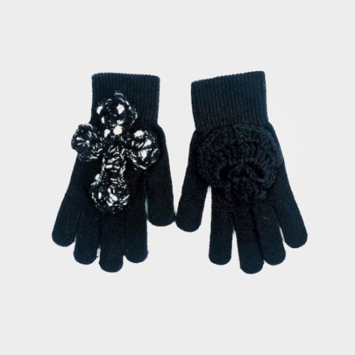 SYUMAN.【シュウマン】 SYUMAN. Hand knitting Gloves BLACK (Man-A23aw-005) 