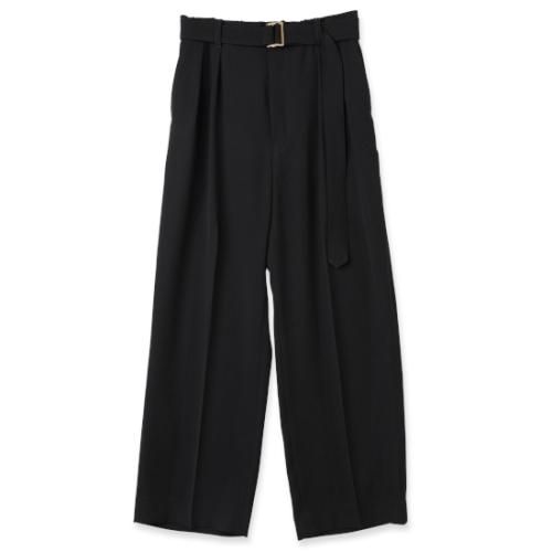 CULLNI ڥˡ Double Satin 2 Tuck Wide Pants BLACK (23-AW-047)