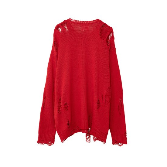 KAMIYA 【カミヤ】 Distressed Pullover Sweater RED (G11PO031)