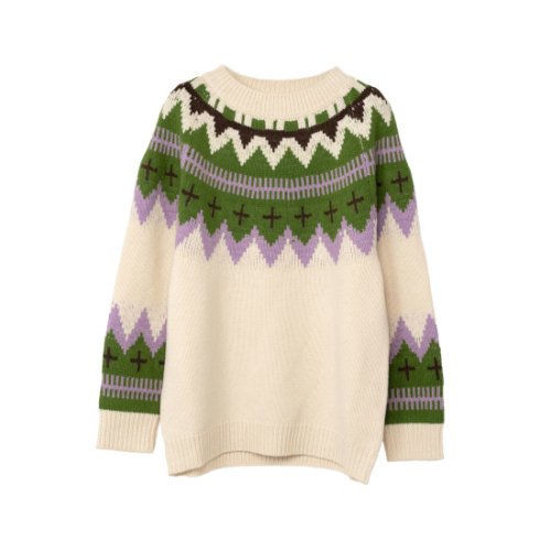 KAMIYA 【カミヤ】 Nordic Pattern Knit Sweater WHITE (G11PO035)