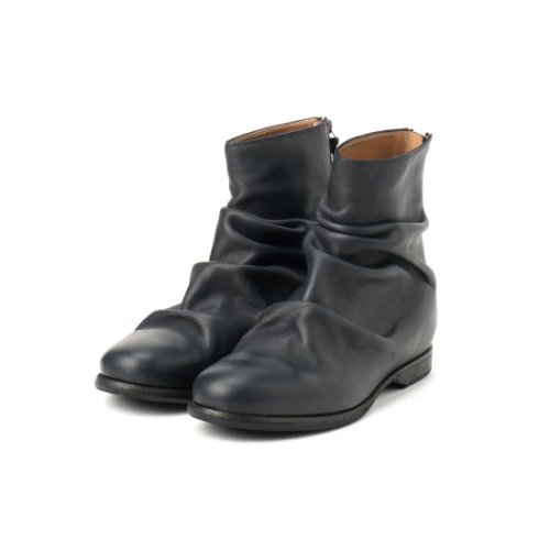 Yohji Yamamoto POUR HOMME ڥ襦ޥȥס륪 TUMBLED COWHIDE LEATHER CROPPED BOOTS BLACK (HJ-E27-783-1)