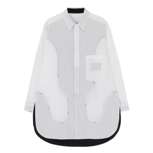 Yohji Yamamoto POUR HOMME (ヨウジヤマモトプールオム) BLACK AND WHITE SHIRT WITH DECONSTRUCTED PLACKET