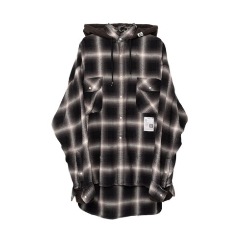 Maison MIHARA YASUHIRO ڥ᥾ߥϥ䥹ҥ Hooded Check Shirt black (J12SH074) 