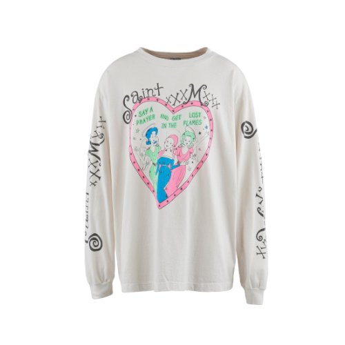 SAINT Mxxxxxx 【仙 マイケル】　LS TEE/PINK HEART/WHITE　(SM-YS8-0000-020)