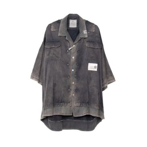 Maison MIHARA YASUHIRO ڥ᥾ߥϥ䥹ҥ Double Layered Half-sleeve Shirt BLACK(A12SH071) 