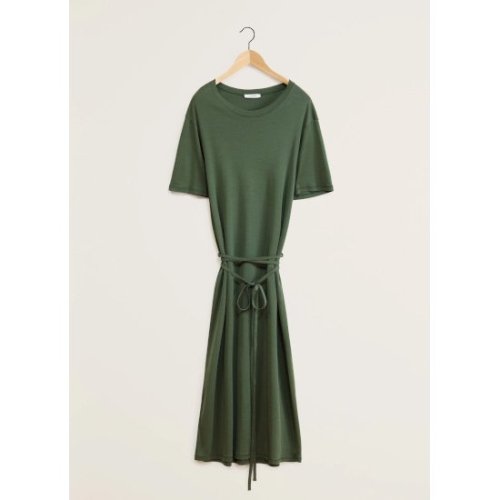 LEMAIRE ڥ᡼BELTED RIB T-SHIRT DRESS SMOKY GREEN ( DR1045 LJ1016)