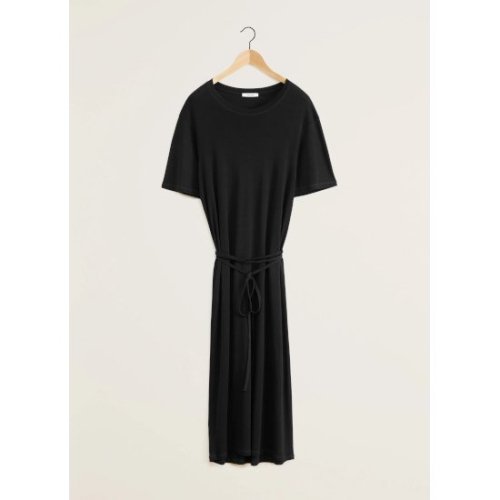 LEMAIRE ڥ᡼BELTED RIB T-SHIRT DRESS BLACK (DR1045 LJ1016) 