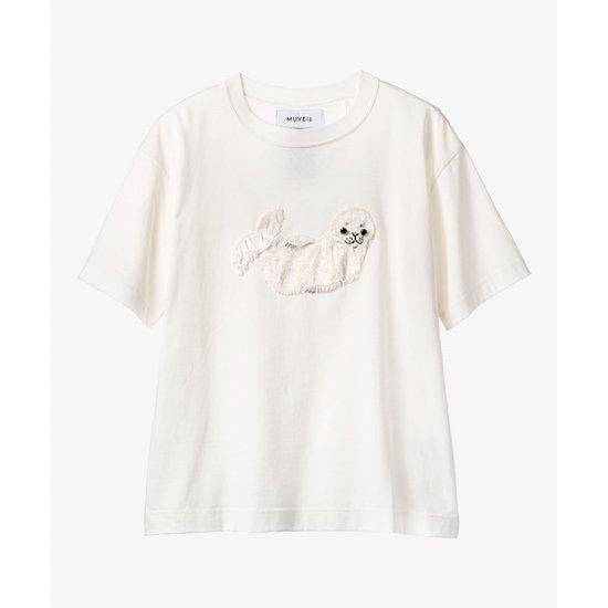 MUVEIL 【ミュベール】アザラシモチーフTシャツwhite (MA241UTS006) MUVEIL 【ミュベール】アザラシモチーフTシャツwhite (MA241UTS006)