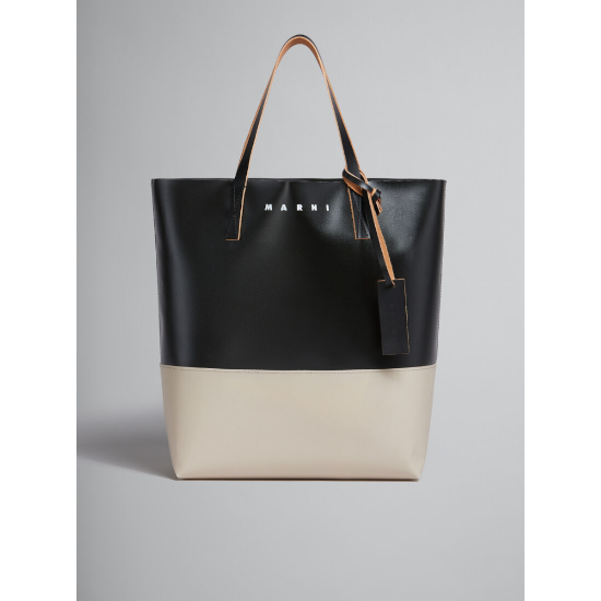 MARNI 【マルニ】COLOUR-BLOCK SHOPPING BAG BLACK/CORK
