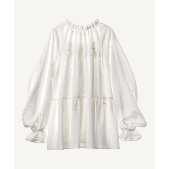 MUVEIL 【ミュベール】パール刺繍ブラウス WHITE (MA242FB003)