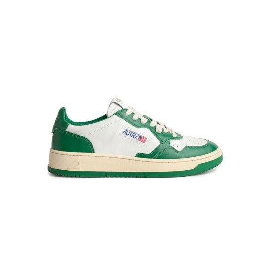 AUTRY ڥȥ꡼WOMEN'SMEDALIST_LOW_LEATHER/LEATHER BICOLOR_UP WHITE AND GREEN (4141-SAULWWB-WB03) 