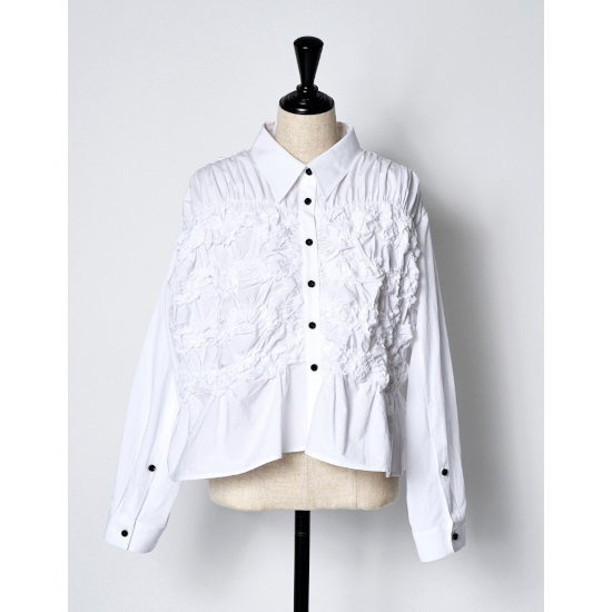 RUMCHE ڥࡦShirring Cotton Shirt / white (R24A10602-00)