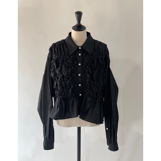 RUMCHE ڥࡦShirring Cotton Shirt / black (R24A10602-90)