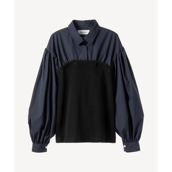 MUVEIL 【ミュベール】ビスチェコンビブラウス navy (MA243FB002) MUVEIL 【ミュベール】ビスチェコンビブラウス navy (MA243FB002)